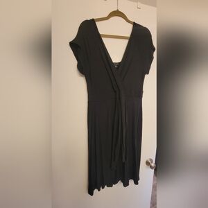 Torrid Black Midi Faux Wrap Dress